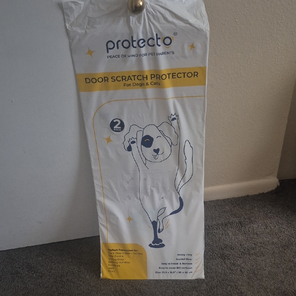 Protecto Door Scratch Protector for Dogs & Cats - White ..2 In Package